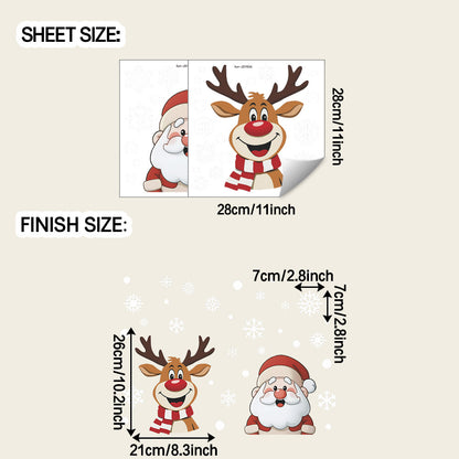 🎅 Christmas Snowflake Window Stickers – Santa, Reindeer & Holiday Static Clings ❄️✨ 28*28CM*2pcs Kawaii Stickers