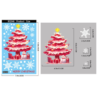🎄 Christmas Stickers – Holiday Decorations with Christmas Tree, Snowman & Snowflake Window Clings 🎅 BQ546 Kawaii Stickers