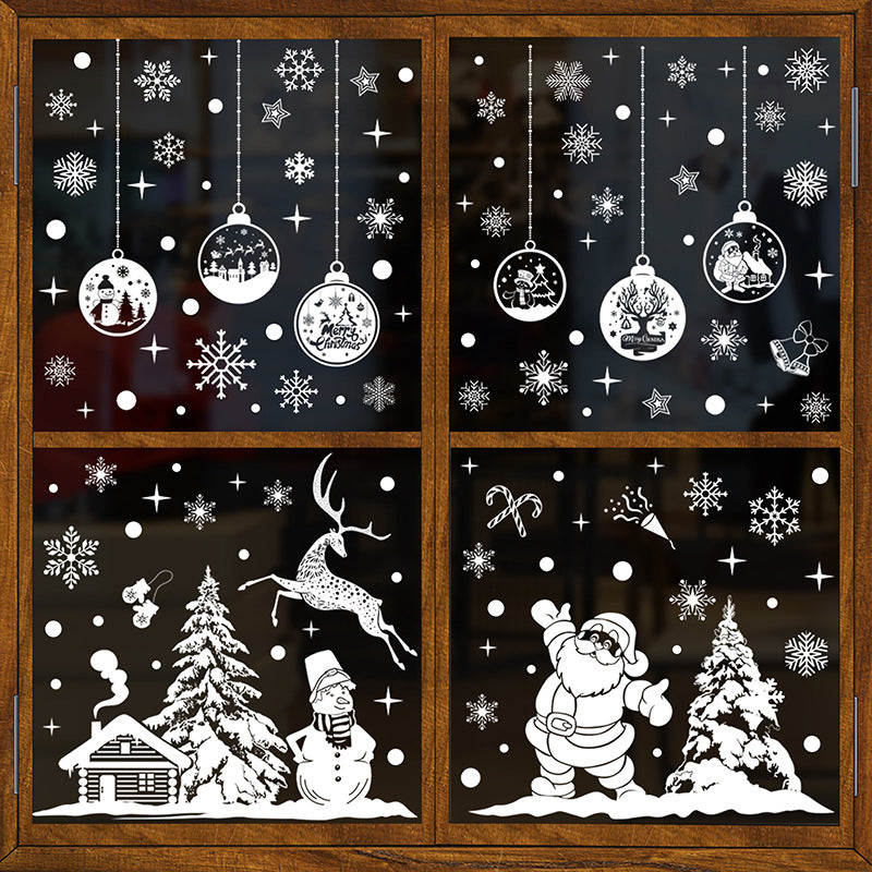 Snowflake Window Stickers ❄️ Christmas Reindeer & Santa Static Cling Stickers for Windows | Large Snowflake Stickers Window Decor Kawaii Stickers