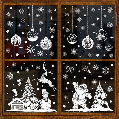 Snowflake Window Stickers ❄️ Christmas Reindeer & Santa Static Cling Stickers for Windows | Large Snowflake Stickers Window Decor Kawaii Stickers