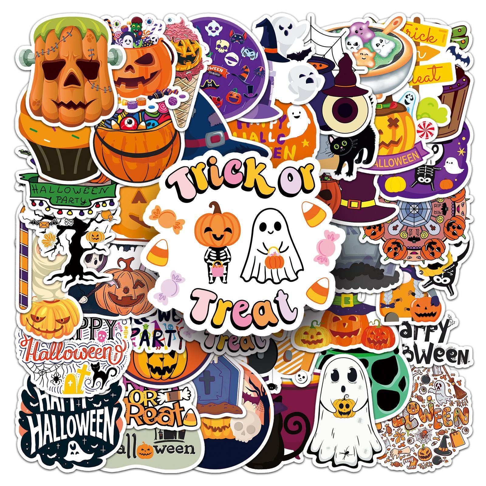 🎃 50PCS Halloween Stickers – Spooky Graffiti Waterproof PVC Stickers for Laptop, Luggage, Phone & More 👻 Kawaii Stickers