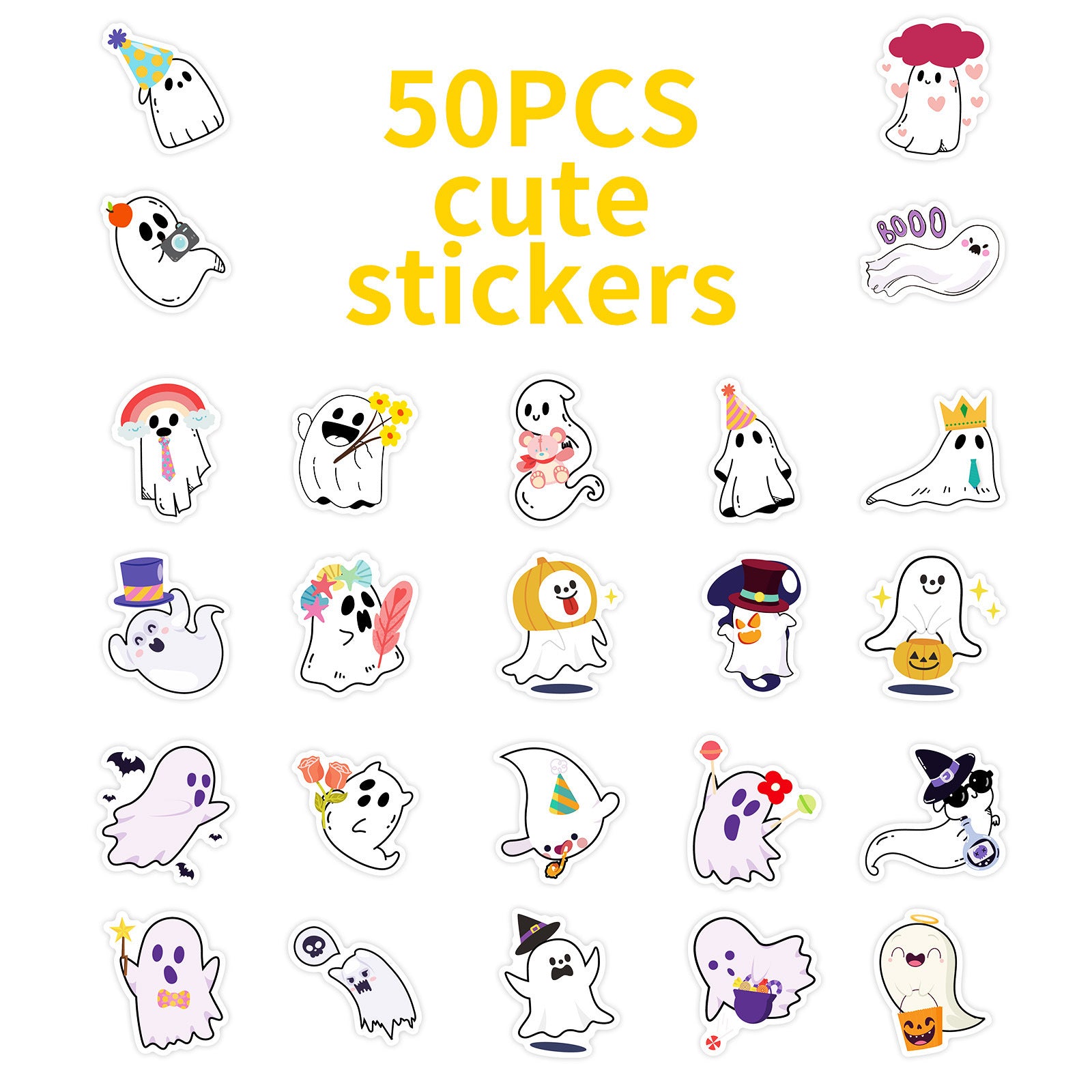 50pcs cute Halloween ghost graffiti stickers Kawaii Stickers