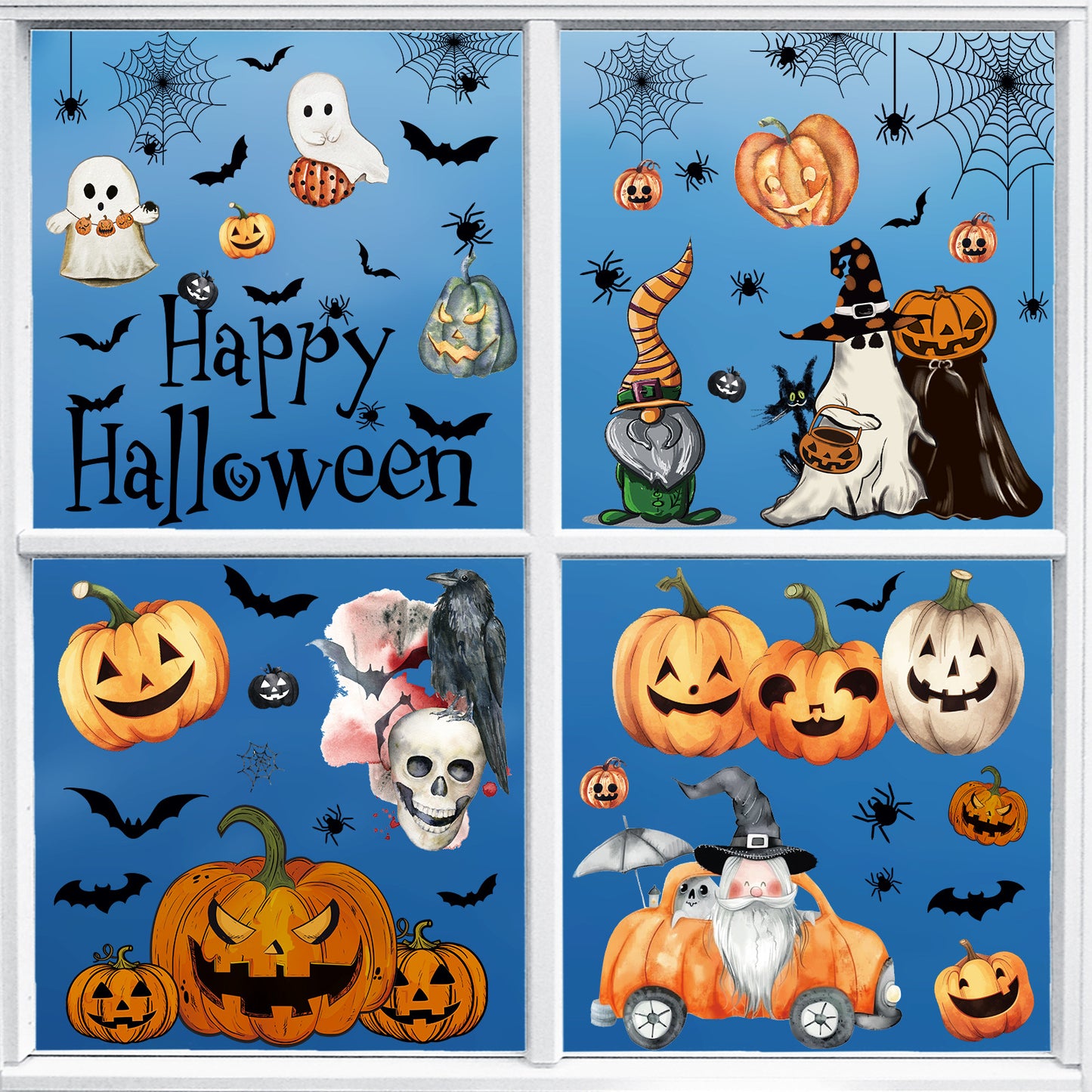 Spooktacular Halloween Window Stickers – Double-Sided Static Cling Décor for Glass Doors & Windows 👻🕷️ Kawaii Stickers