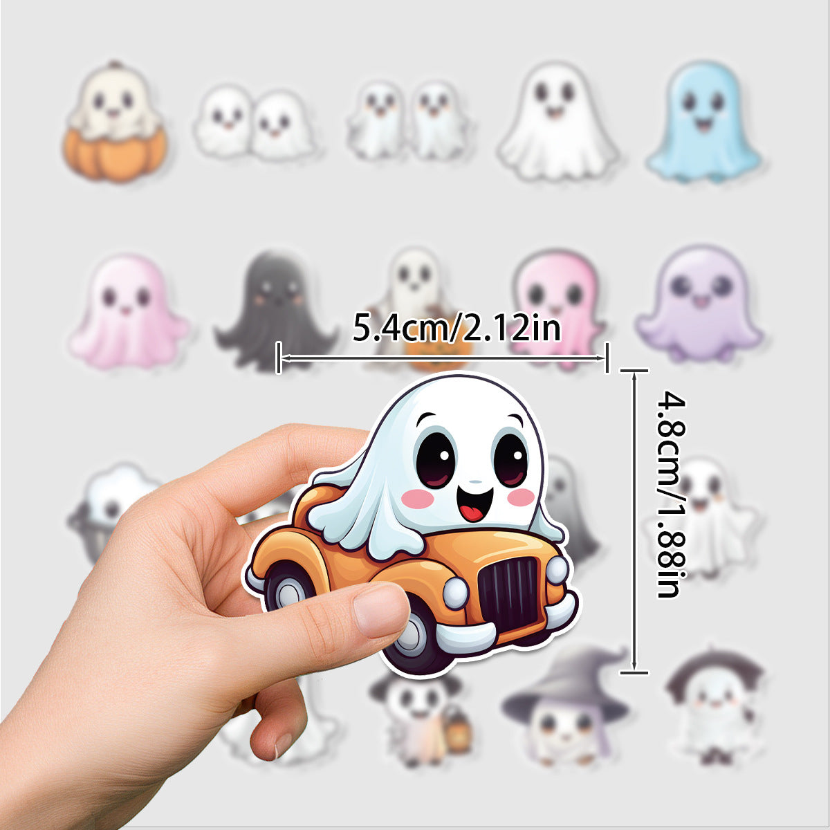 Halloween Stickers Set –Cute Ghost Designs for DIY Lovers (50pcs)