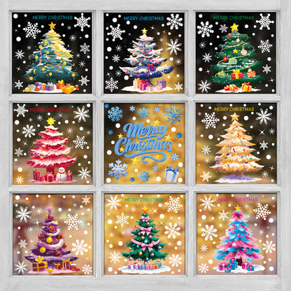 🎄 Christmas Stickers – Holiday Decorations with Christmas Tree, Snowman & Snowflake Window Clings 🎅 Kawaii Stickers