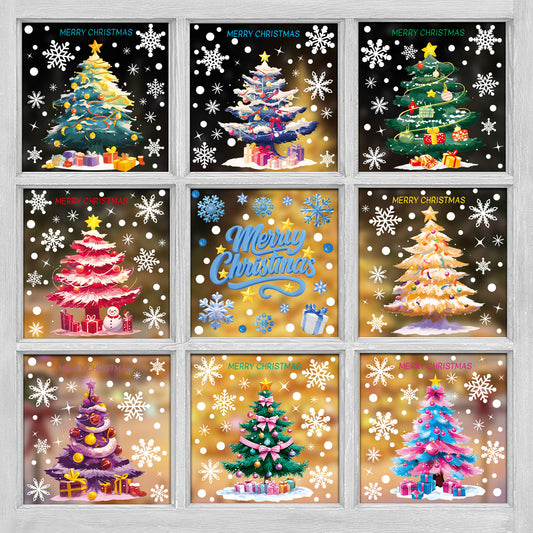 🎄 Christmas Stickers – Holiday Decorations with Christmas Tree, Snowman & Snowflake Window Clings 🎅 Kawaii Stickers