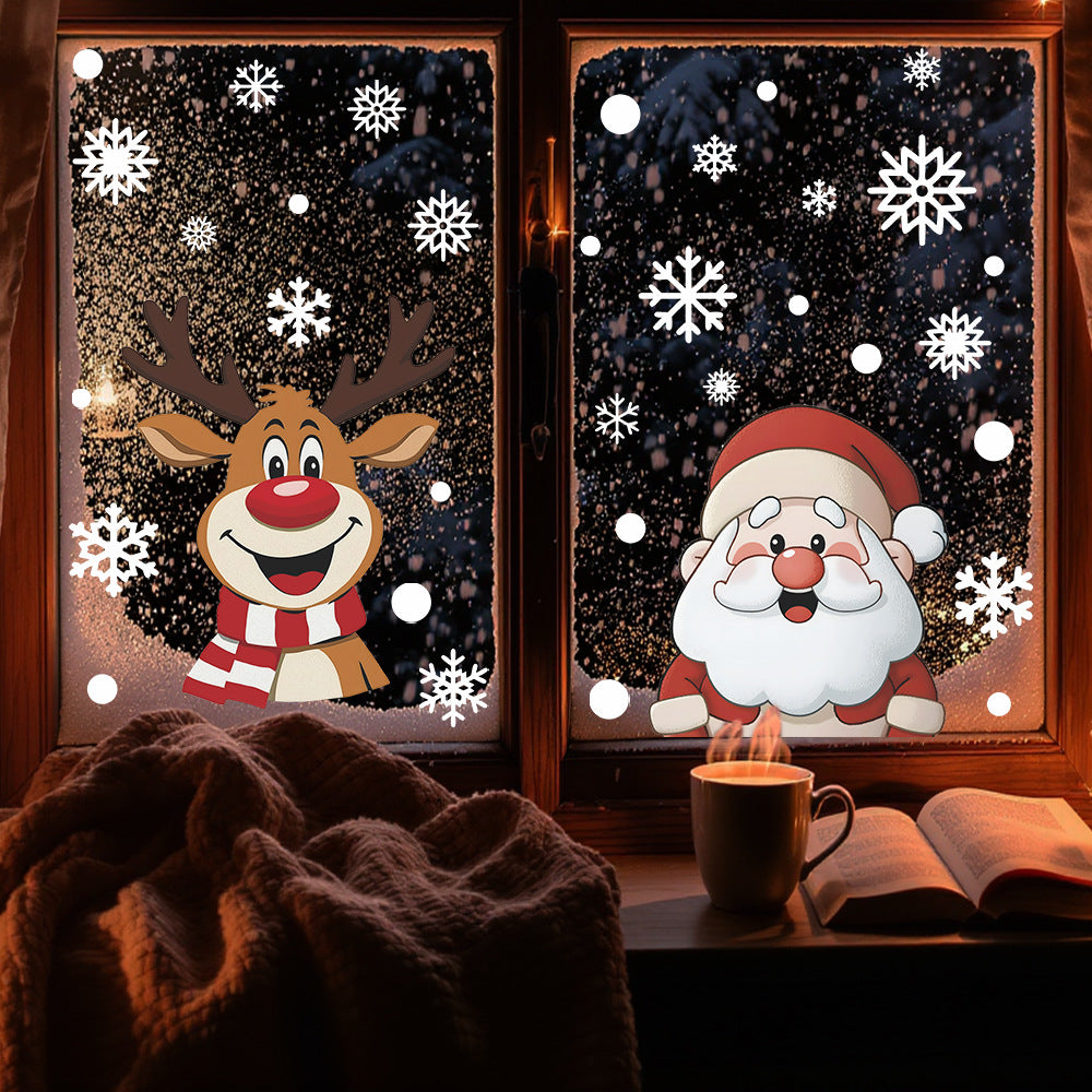 🎅 Christmas Snowflake Window Stickers – Santa, Reindeer & Holiday Static Clings ❄️✨ Kawaii Stickers