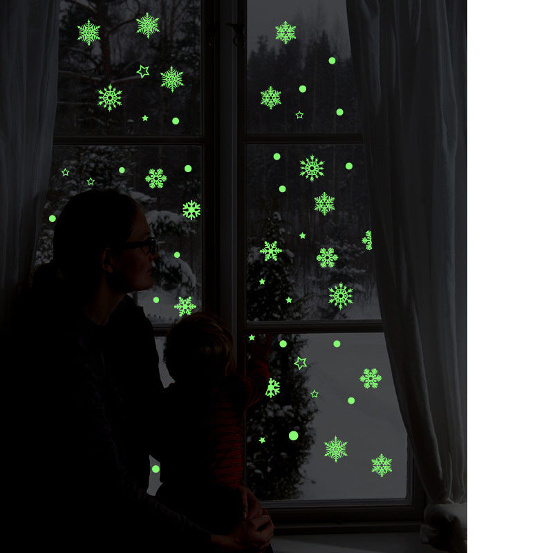 🌟 Christmas Glow-in-the-Dark Snowflake Window Stickers – Kids Room & Dorm Décor 🎅✨ Kawaii Stickers