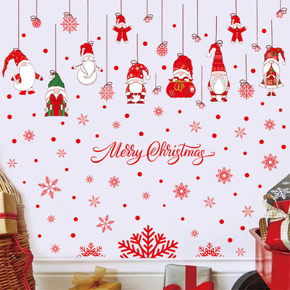 Christmas Snowman & Red Snowflake Window Stickers | Large Christmas Snowflake Stickers for Windows Kawaii Stickers