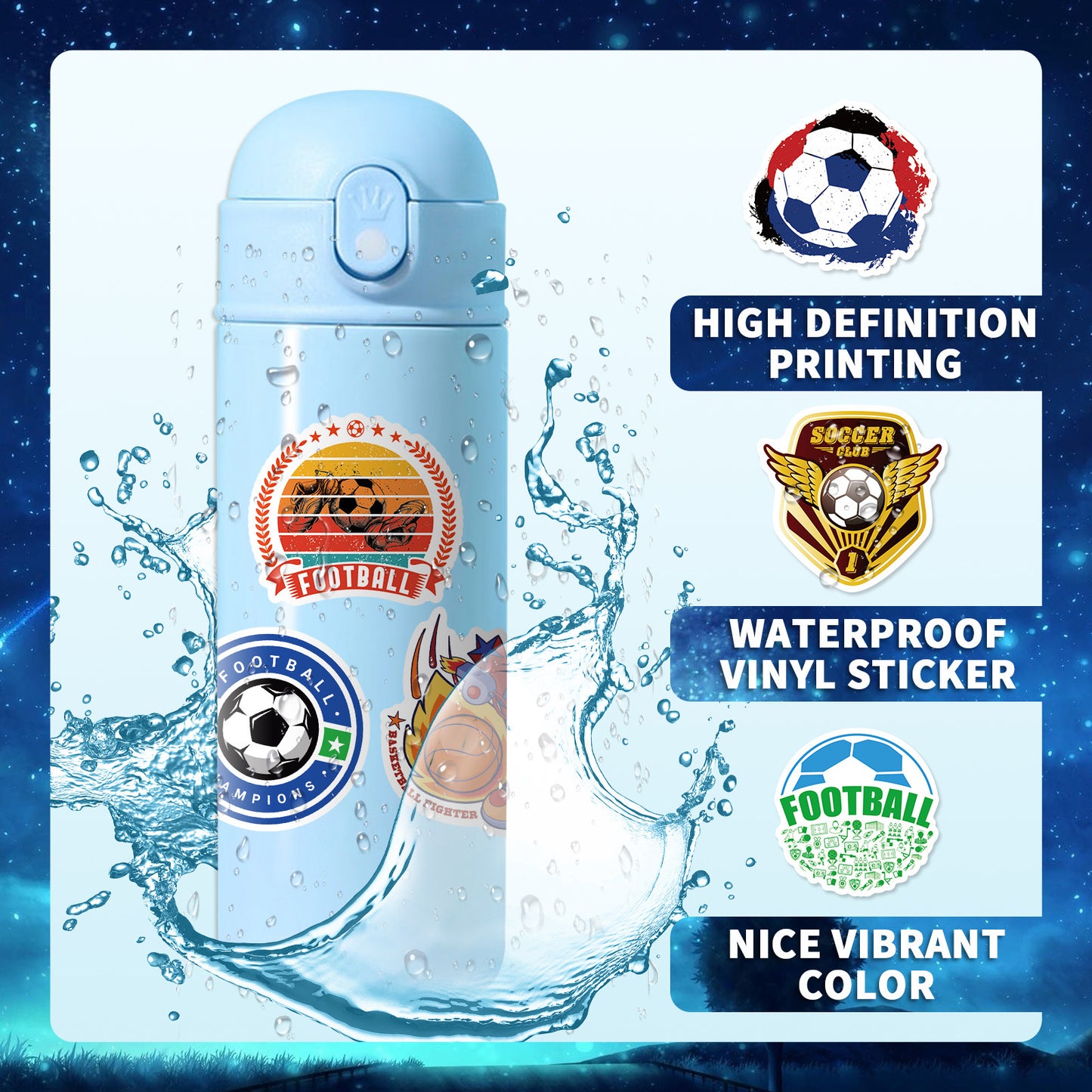 🏆 50Pcs Trophy Football Stickers – World Cup & European Cup Edition ⚽✨ Kawaii Stickers