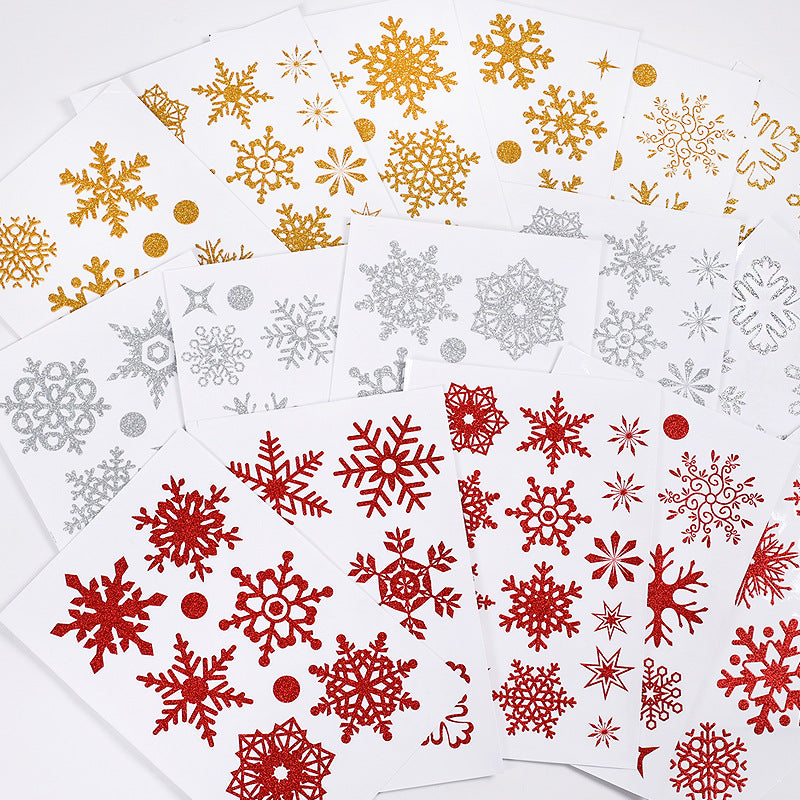 🎄 Christmas Decoration Snowflake Santa Tree Ornaments Window Stickers – Static Cling Glass Decals 🎅❄️