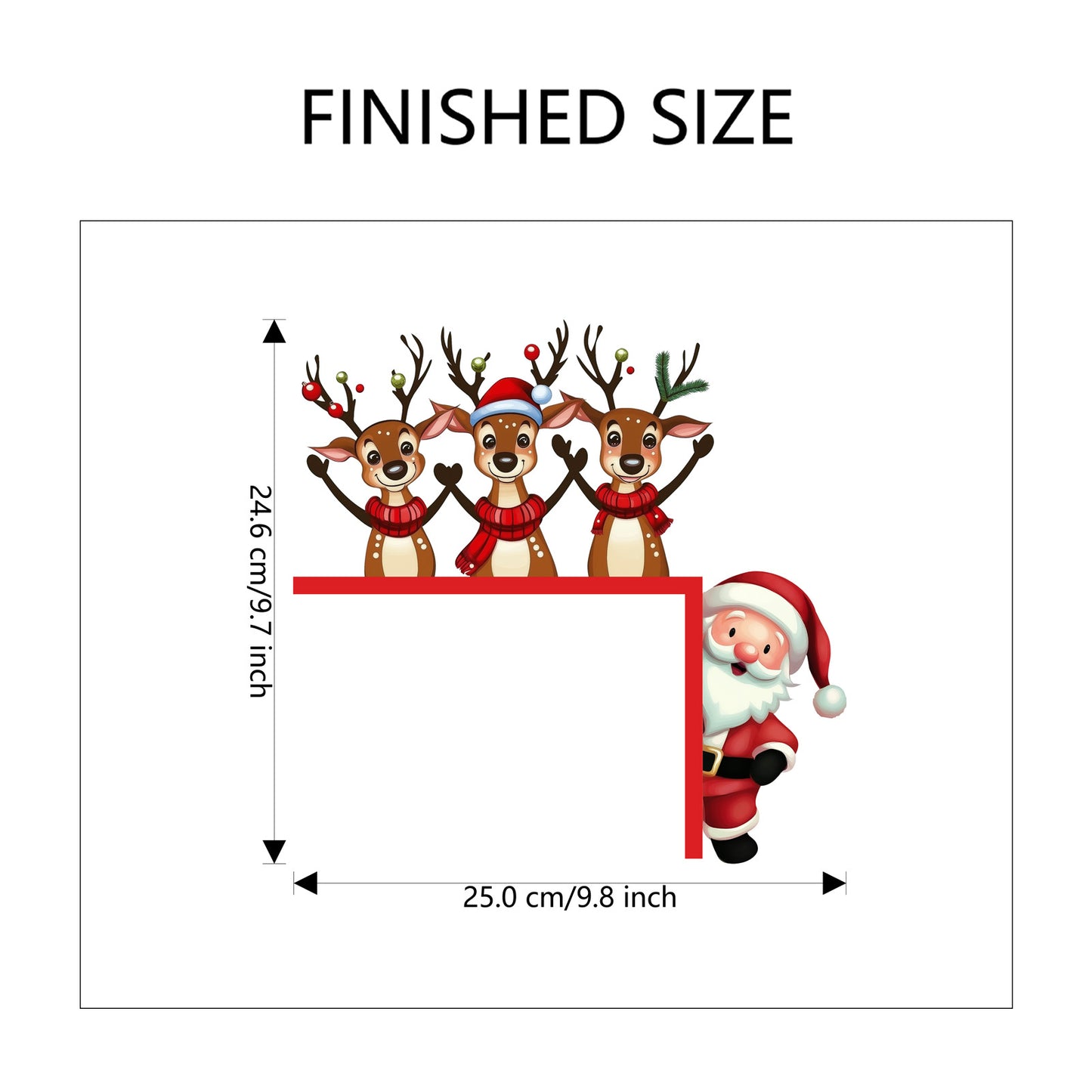 🎅 Large Cartoon Santa Claus Christmas Wall Stickers – Festive Reindeer & Christmas Tree Design 🎄✨ Kawaii Stickers