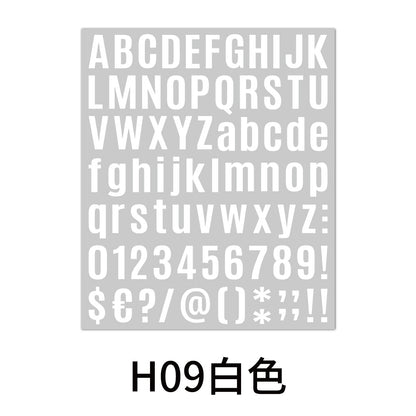 Black Letter Stickers 1inch Combinable Water Bottle Letter Stickers Letter-White 19.3x22.9cm Kawaii Stickers