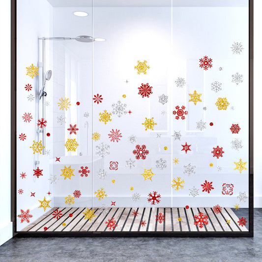 🎄 Christmas Decoration Snowflake Santa Tree Ornaments Window Stickers – Static Cling Glass Decals 🎅❄️