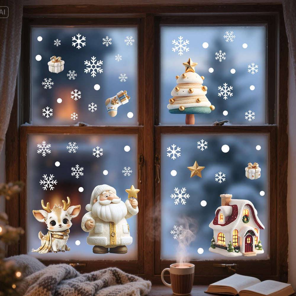 🎄 Christmas Snowflake Window Stickers – Santa, Reindeer & Tree Static Clings ❄️✨ Kawaii Stickers