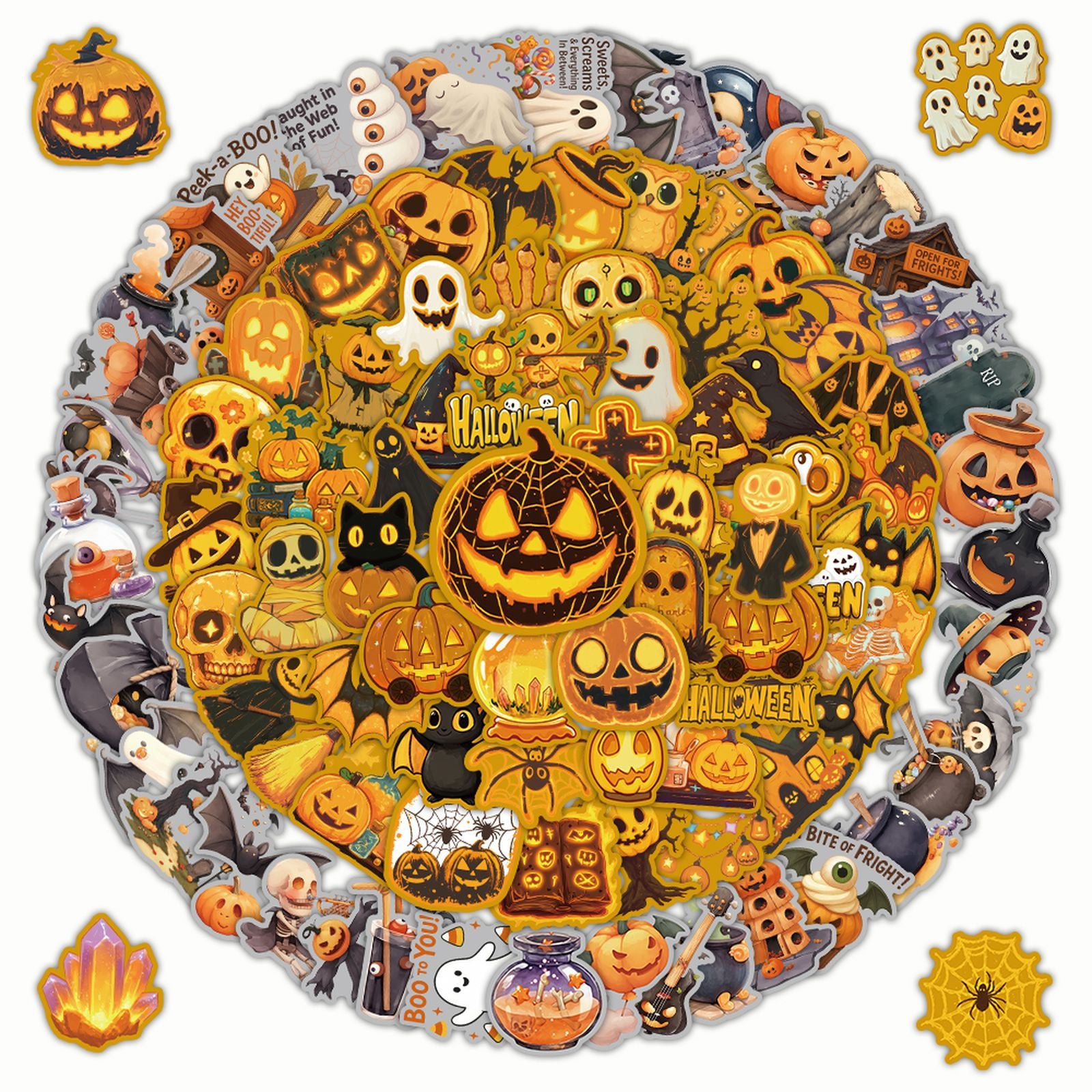 🎃 200PCS Halloween Stickers Gift Box – Holographic Vinyl Graffiti Waterproof Set 👻✨ Kawaii Stickers
