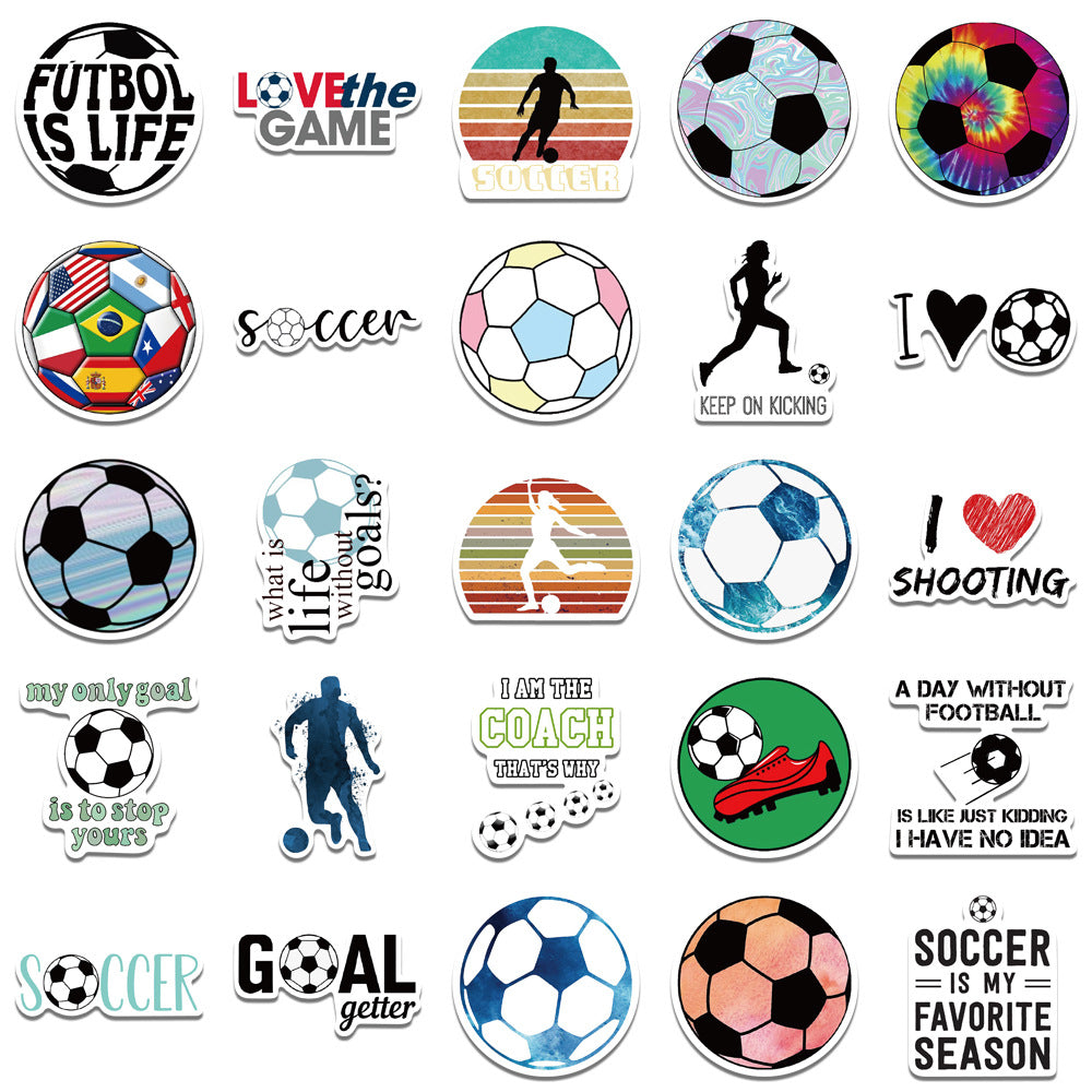 Football Stickers – 50Pcs Sport Designs – High-Definition Waterproof PVC – For Water Bottles, Laptops, Skateboards, Suitcases, Phones – Kawaii Stickers Kawaii Stickers