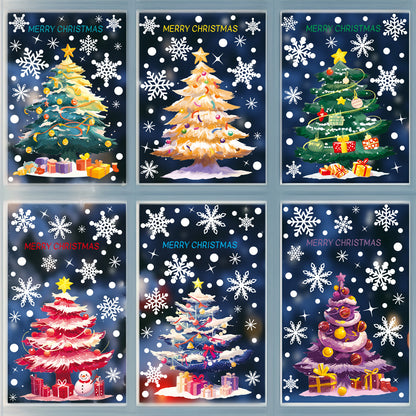 🎄 Christmas Stickers – Holiday Decorations with Christmas Tree, Snowman & Snowflake Window Clings 🎅 Kawaii Stickers