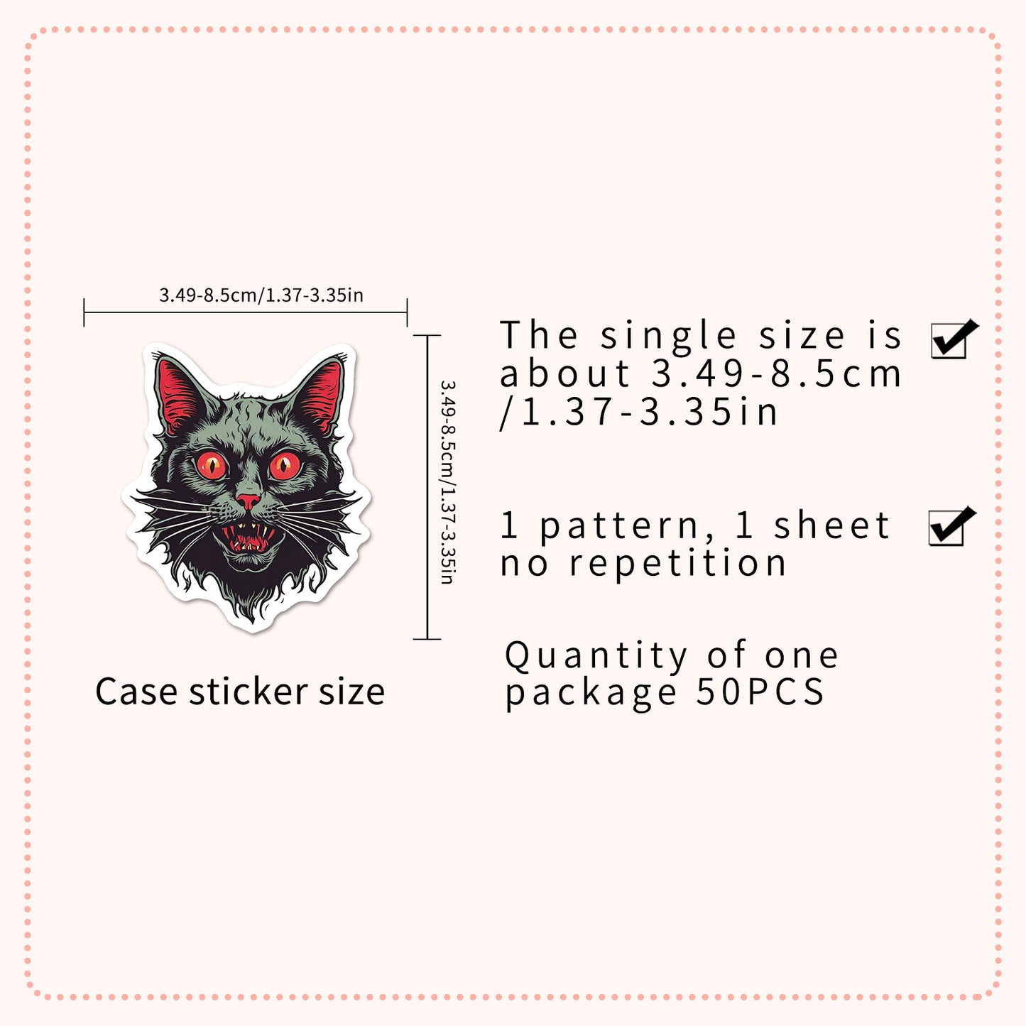 Halloween Stickers - 50pcs Scary Cat Halloween Stickers Set for DIY Decoration 🎃