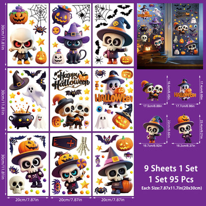 Spooky Halloween Window Stickers – Bats, Pumpkins & Ghosts 🎃🕸️ Kawaii Stickers
