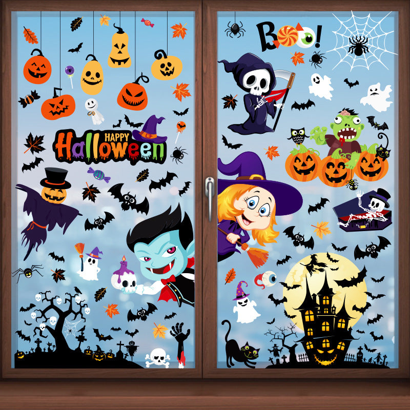 Spooktacular Halloween Window Stickers – Double-Sided Static Cling Décor for Glass Doors & Windows 👻🕷️ Kawaii Stickers