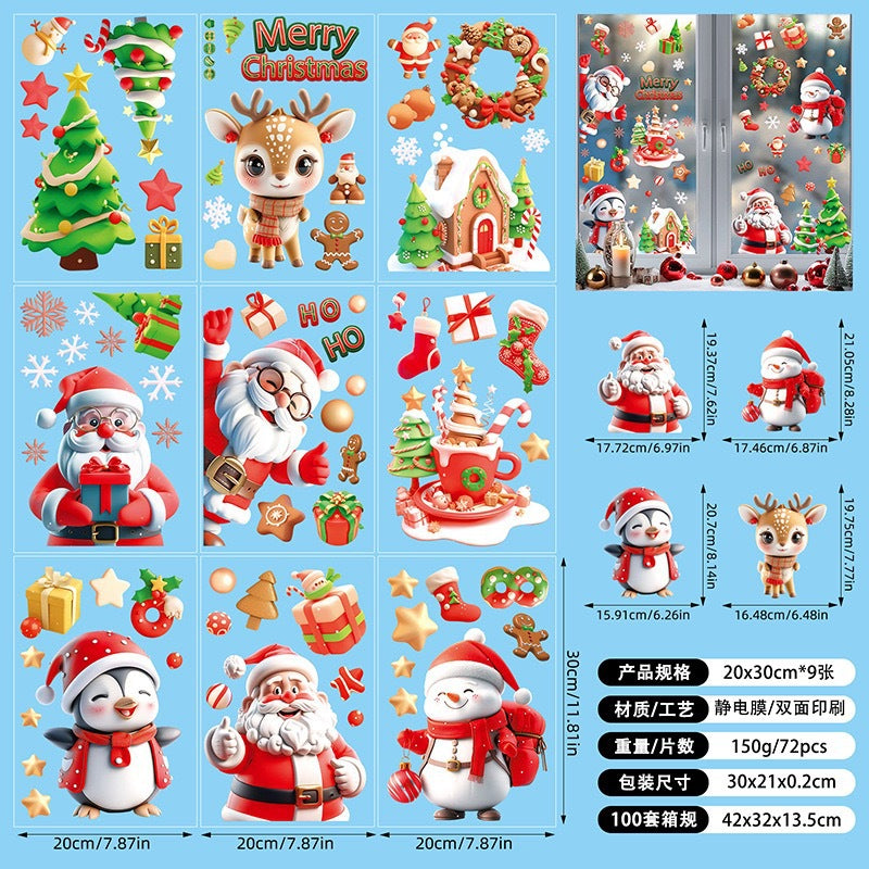 🎄 White & Blue Snowflake Window Stickers – Static Cling Christmas Window Decals for Holiday Decor 🎄 SD2320 Kawaii Stickers