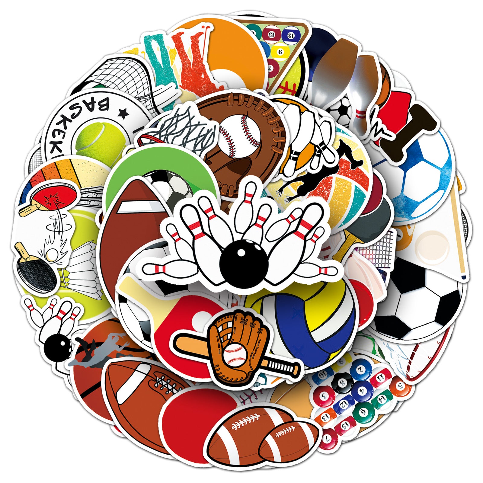 Football Stickers – 50Pcs Sport Designs – High-Definition Waterproof PVC – For Water Bottles, Laptops, Skateboards, Suitcases, Phones – Kawaii Stickers Kawaii Stickers