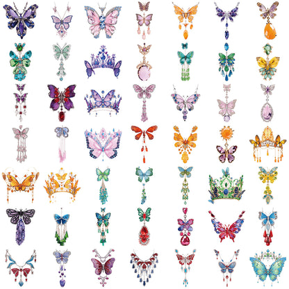 50pcs Transparent Butterfly Stickers 🦋 Waterproof PET, Reusable Planner & Water Bottle Decals Kawaii Stickers