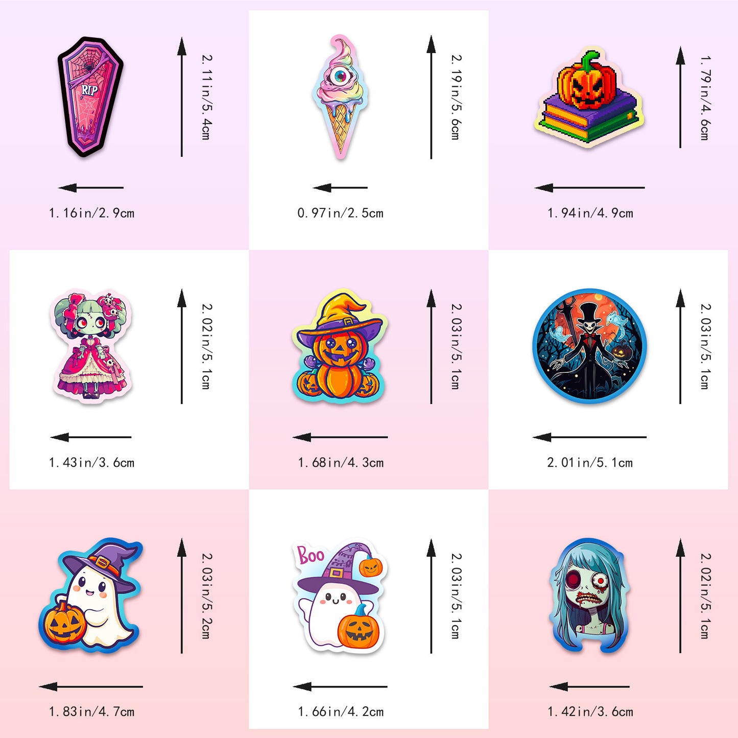 50pcs Halloween Graffiti Stickers – Dark Cute Ghost, Pumpkin, Bat & Castle Vinyl Decals for DIY, Luggage, Laptop & Water Bottles Kawaii Stickers