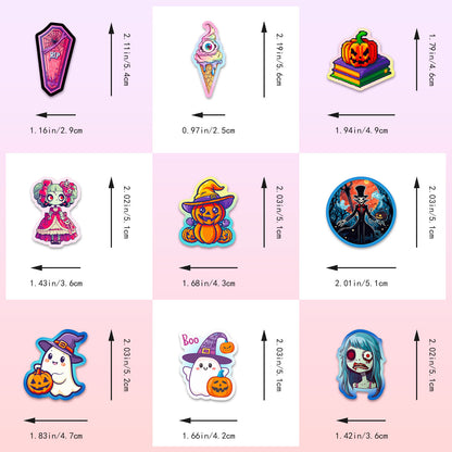 50pcs Halloween Graffiti Stickers – Dark Cute Ghost, Pumpkin, Bat & Castle Vinyl Decals for DIY, Luggage, Laptop & Water Bottles Kawaii Stickers