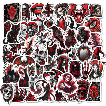 🎃 Halloween Stickers | 100 Gothic Red Waterproof Halloween Sticker Set