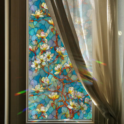 🌸 Holographic White Magnolia Branch Window Stickers – Bright & Elegant 🌸 Kawaii Stickers