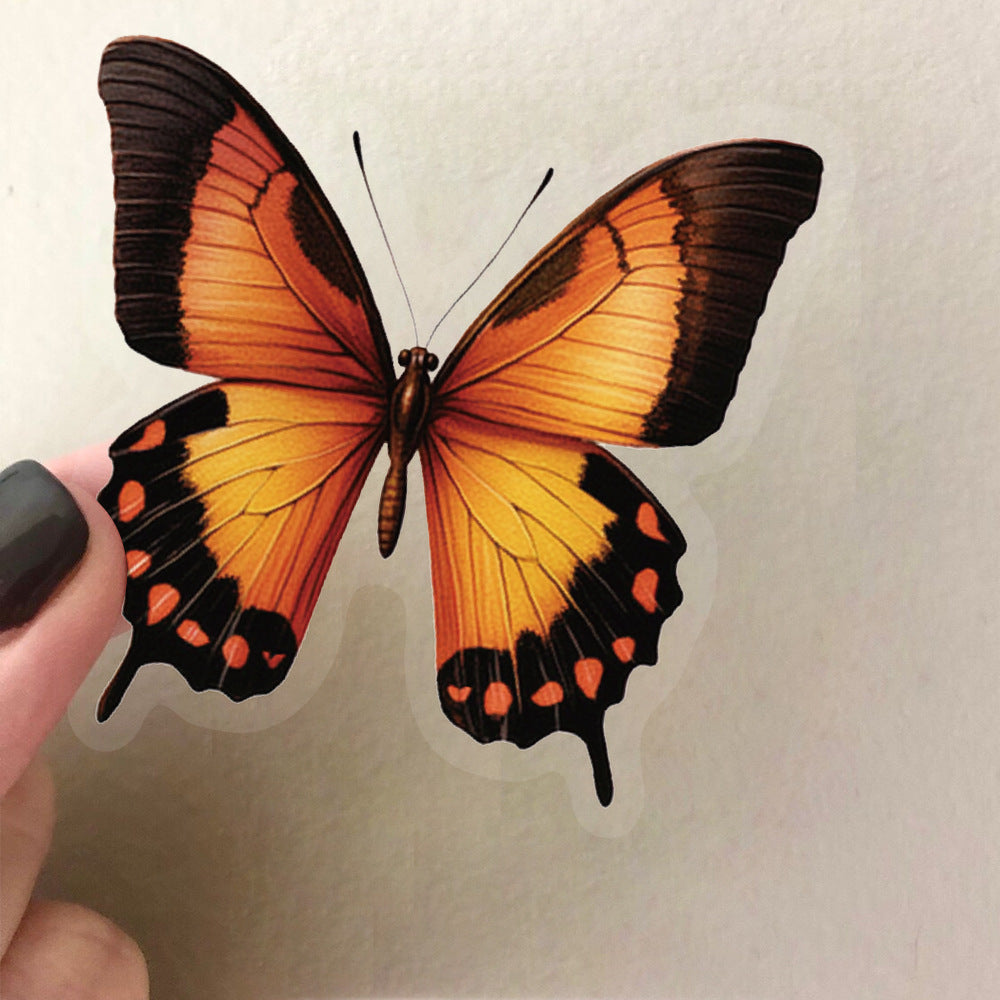 🦋🌈 50pcs Colorful Transparent Butterfly Stickers | Waterproof PET Stickers for Journals, Notebooks, Cups ☕, Guitars & DIY Crafts 🎨✨ Kawaii Stickers