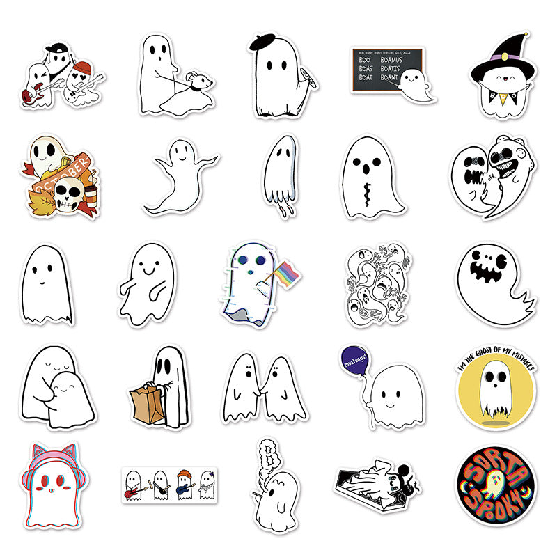 Halloween Stickers – Minimal Ghost Graffiti Decal Set(50pcs)